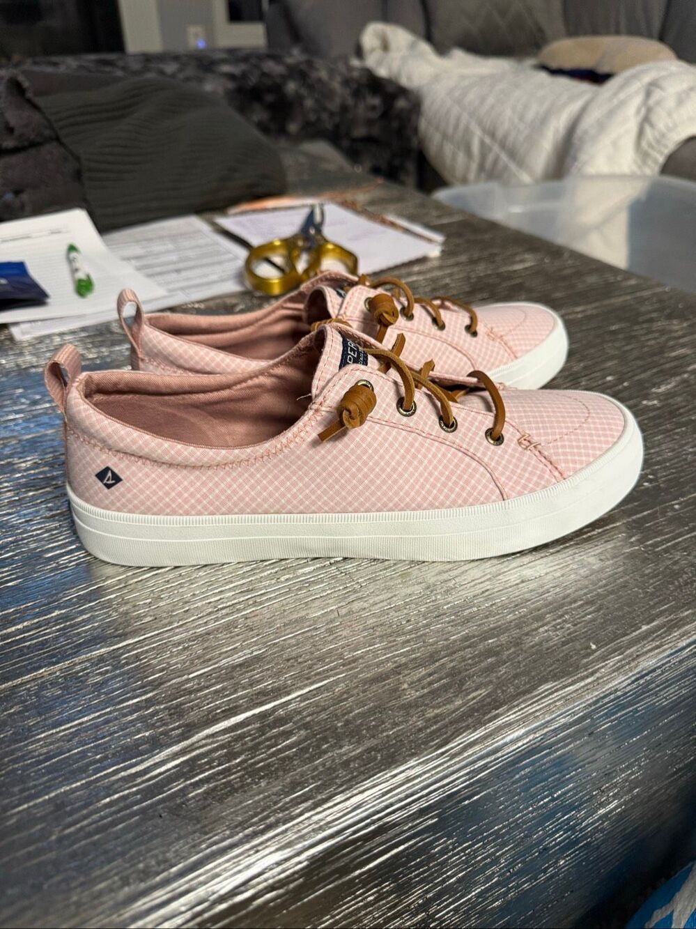 Sperry Women’s Crest Vibe Sneakers Pink & White Sz 8.5 NWOB